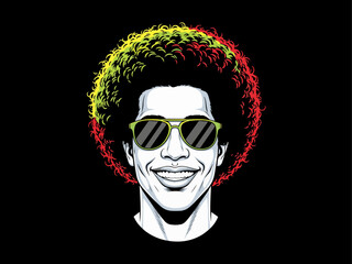 Afro man face vector, juneteenth vector, dreadlocks, afro hair male face