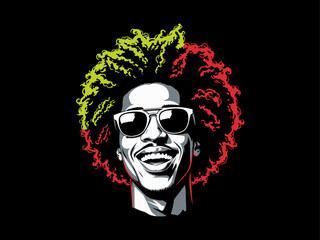 Afro man face vector, juneteenth vector, dreadlocks, afro hair male face