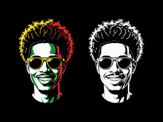 Afro hair set, african man, afro hair vector, juneteenth vector set, dreadlocks