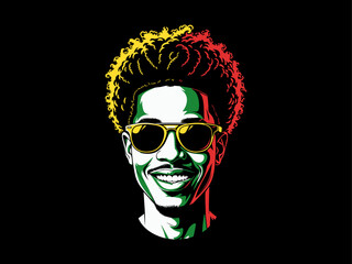 Afro man face vector, juneteenth vector, dreadlocks, afro hair male face