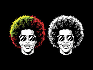 Afro hair set, african man, afro hair vector, juneteenth vector set, dreadlocks