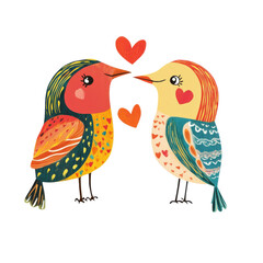 Obraz premium Two birds in love art on transparent background.
