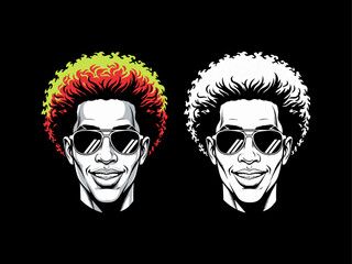 Afro hair set, african man, afro hair vector, juneteenth vector set, dreadlocks