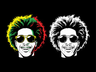 Afro hair set, african man, afro hair vector, juneteenth vector set, dreadlocks