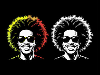 Afro hair set, african man, afro hair vector, juneteenth vector set, dreadlocks