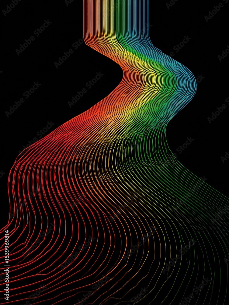 Aufkleber visual representation of the stress-to-calm spectrum using colorful, flowing, nerve-like lines