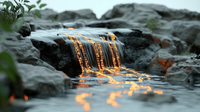 Digital Waterfall: Data Flow in Nature
