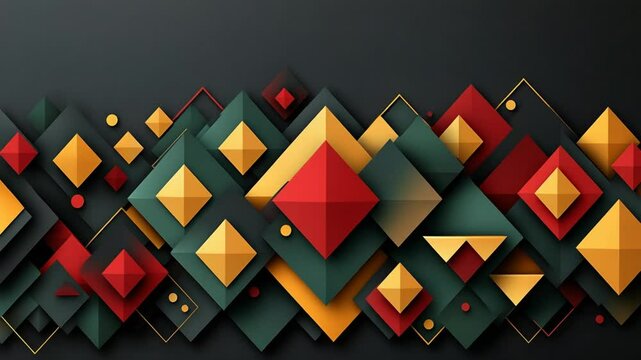 Abstract Geometric Background with Red Gold Design.