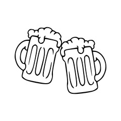 cheers beer mugs vector illustration