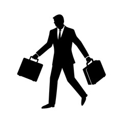 full body silhouette of business man carrying two .svg