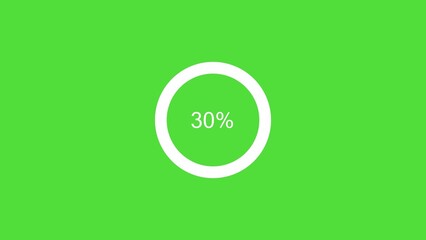 Science Loading white Circle 4k illustration medium green background. 30% Loading bar Circle 4k illustration.