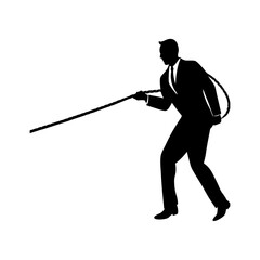 full body silhouette of business man pulling large.svg