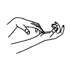 caressing hands line illustration