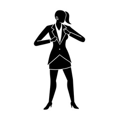 full body silhouette of business woman adjusting h.svg