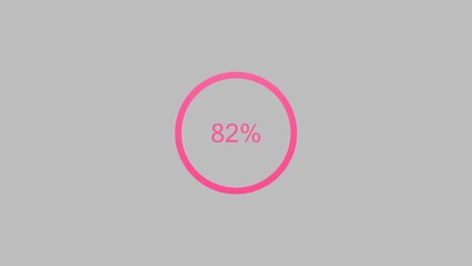 Loading icon magenta red color Circle 4k illustration gray background animation. 82% Loading bar Circle 4k illustration.