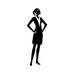 Fototapeta premium full body silhouette of business woman looking up .svg