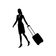 full body silhouette of business woman pulling rol.svg