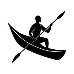 full body silhouette of canoeist paddling   .svg