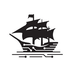 Futuristic AI-Controlled Spaceship with Cyberpunk Aesthetics – High-Tech Autonomous Spacecraft Vector Illustration