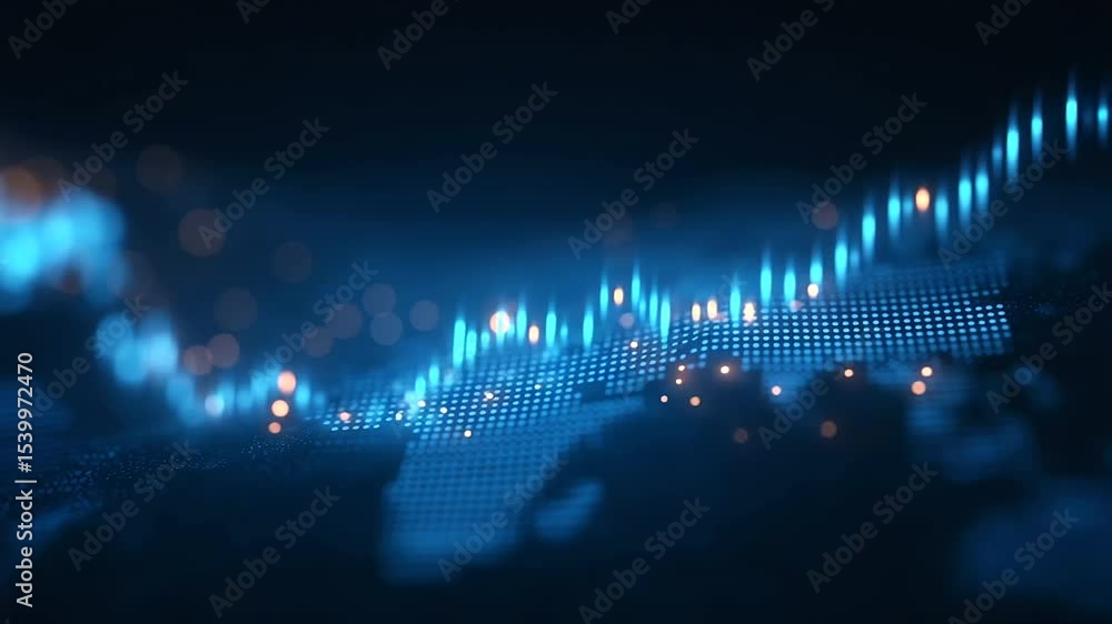 Poster dynamic global business network showcasing economic growth and insightful data analytics.