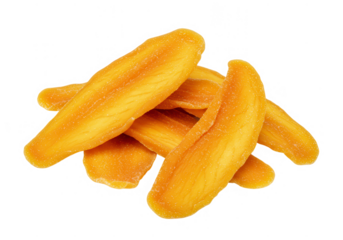 Dried mango slices isolated on transparent background
