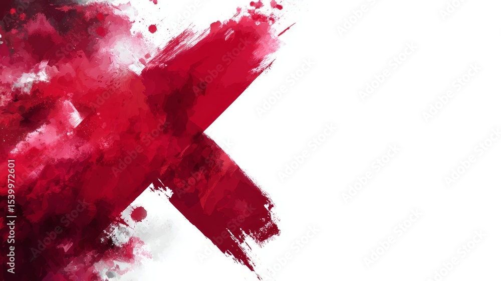 Poster Bold crimson brushstroke forming a dynamic 