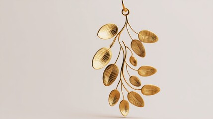 Elegant gold earring with intricate design isolated on transparent background