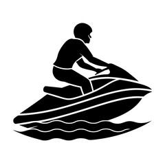 full body silhouette of person jet skiing on ocean.svg