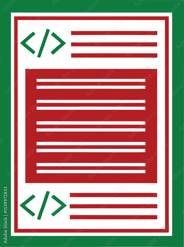 Poster abstract code illustration with green and red elements suitable for ai concepts