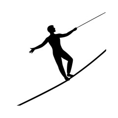full body silhouette of slackliner balancing on ro.svg