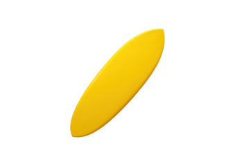 yellow surfboard isolated on white or transparent png