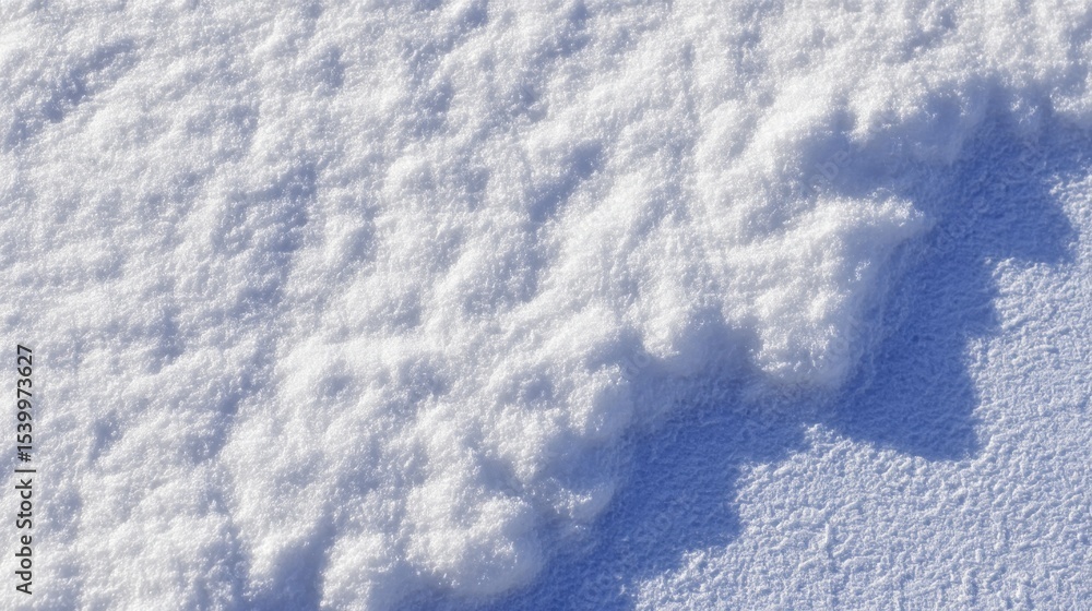 Poster Topdown view of pristine snowy surface with subtle textures and crisp edges, perfect for winterthemed graphics and designs, featuring a clear copy space on right side
