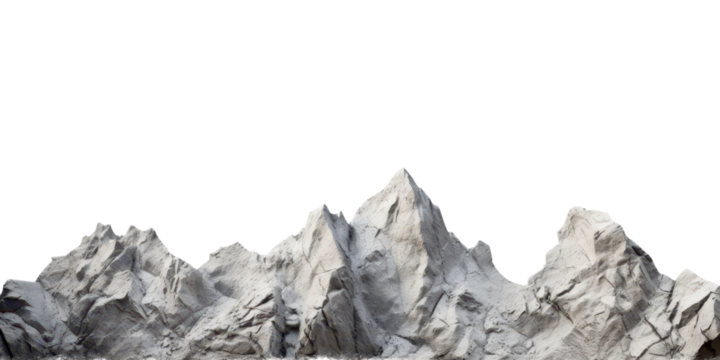 white snow hills and mountains landscape isolated on white or transparent png