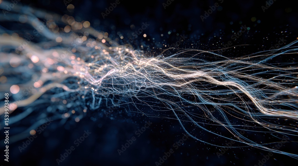 Aufkleber Neural Pathways Illuminated by Light Trails Create a Stunning Visual Effect Against a Deep Blue Background
