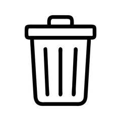 Trash Bin Icon – Delete Symbol PNG for Remove Action, App UI, Recycle Bin, Clear Data, Discard File, Garbage Can Line Art Vector Illustration