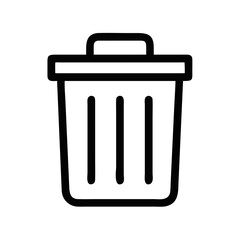 Trash Bin Icon – Delete Symbol PNG for Remove Action, App UI, Recycle Bin, Clear Data, Discard File, Garbage Can Line Art Vector Illustration