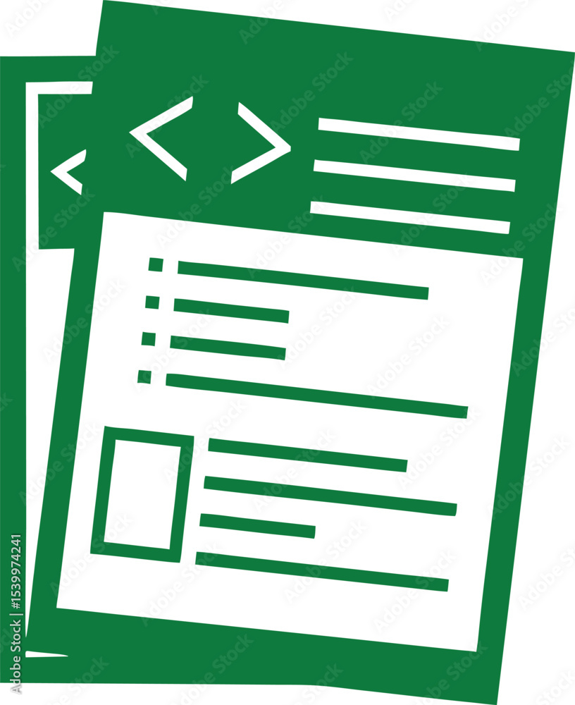 Poster green ai code and information documents representing artificial intelligence concepts