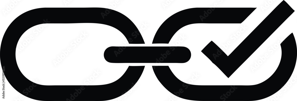Poster black silhouette design illustrating secure connections with checked marks and links