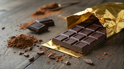Close-up of a delicious dark chocolate bar with nuts, a sweet and tasty dessert snack World Chocolate Day