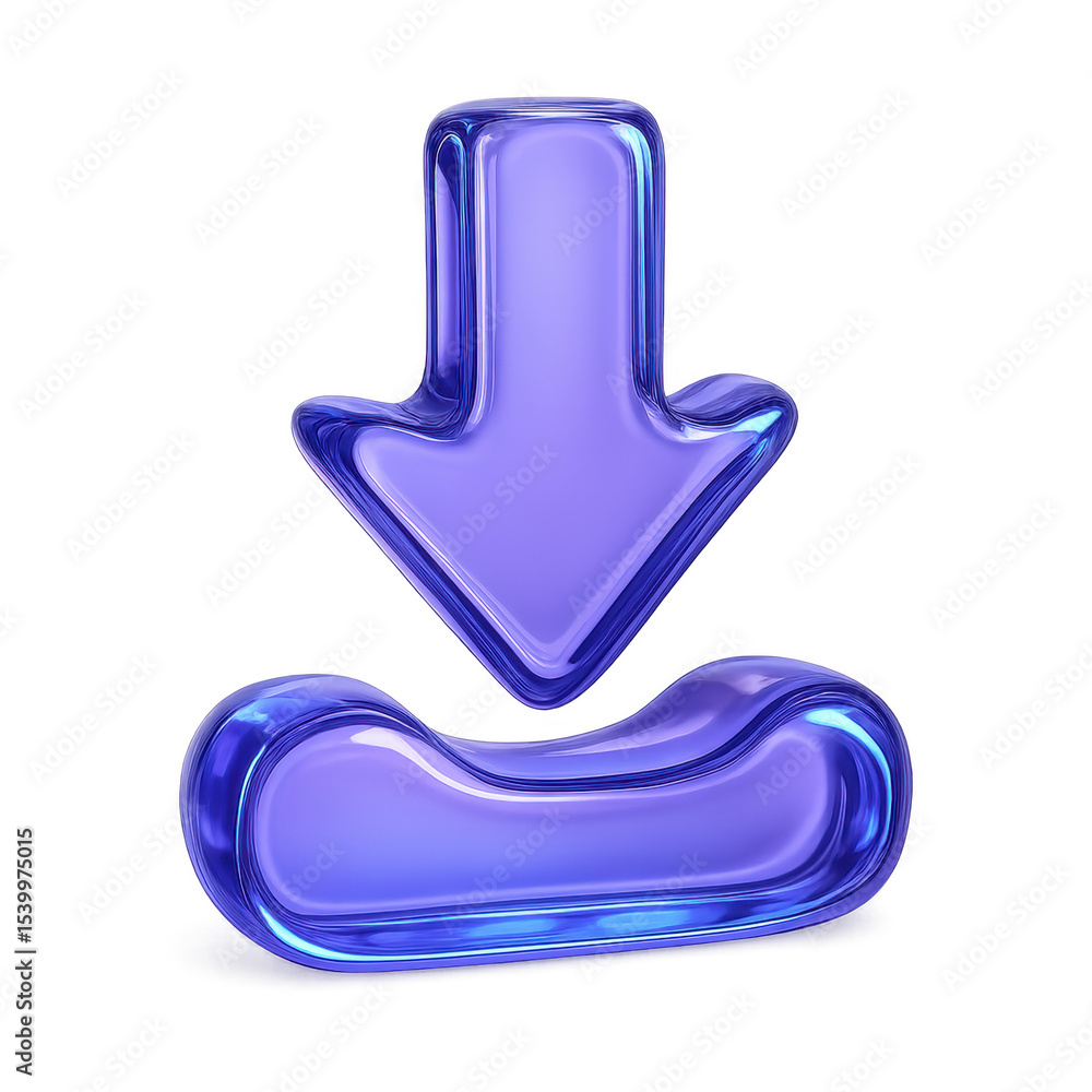 Poster digital download: a polished, translucent rendering of a downward-pointing arrow, poised above a sty