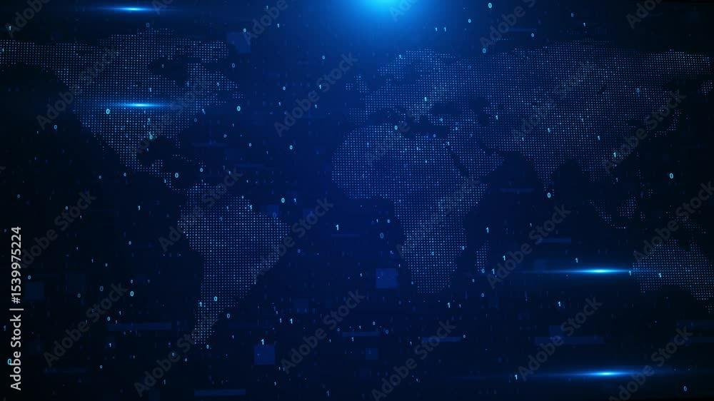 Poster cyber digital technology concept abstract globe futuristic 3d world map animation digital technology