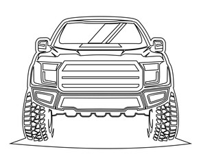 pick up truck line design illustration vector art	
