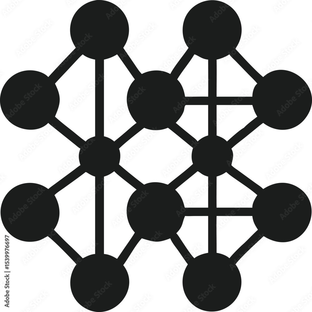 Poster abstract black silhouette design depicting a neural network connected nodes