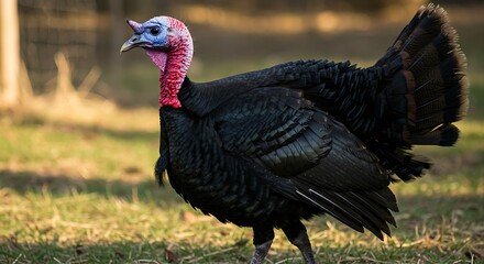 Close-up of wild turkey in autumn setting