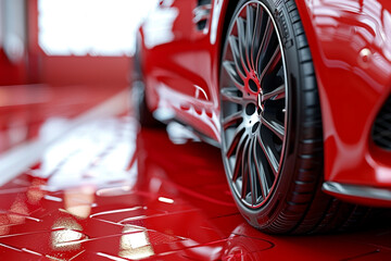 Close-up of a classic red car