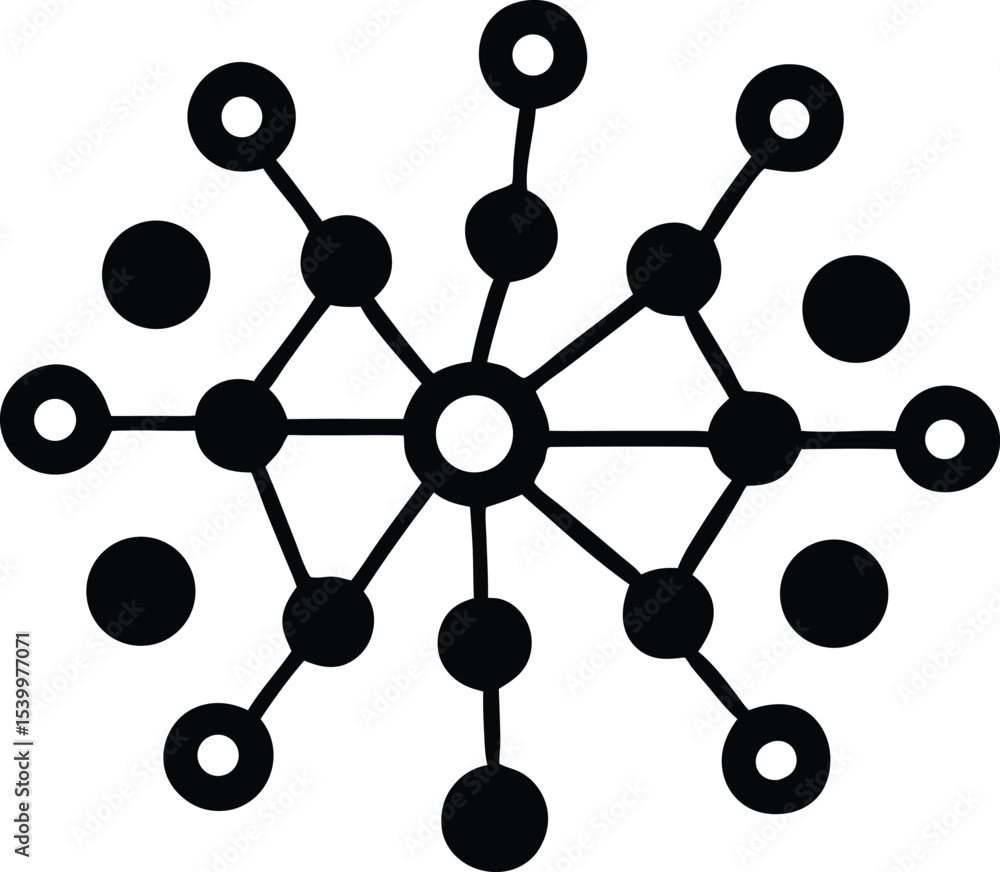 Poster abstract black silhouette of interconnected neural network nodes depicting artificial intelligence