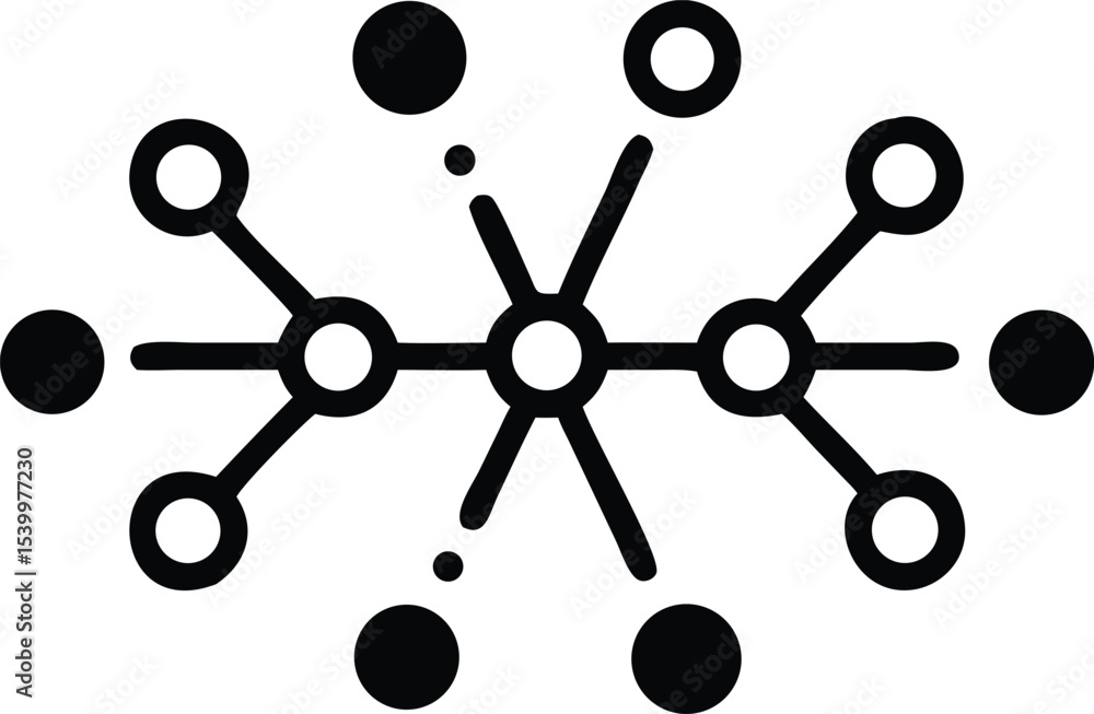 Poster interconnected neural network design representing artificial intelligence and cognitive processes