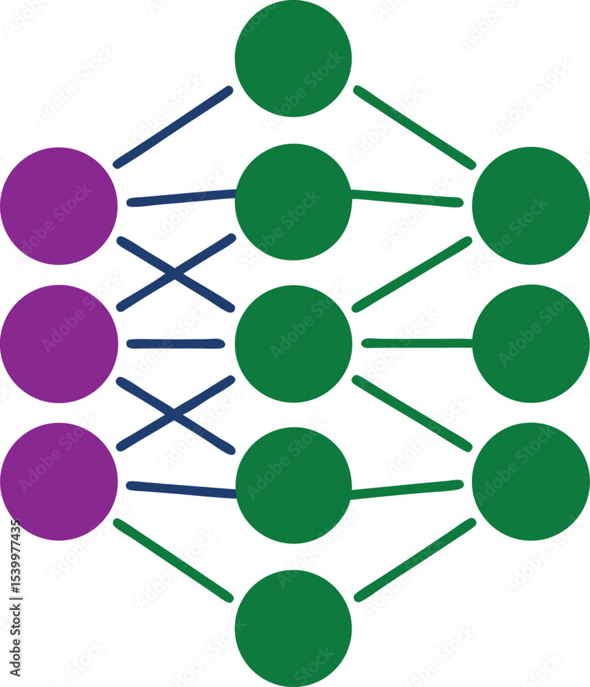 Poster abstract representation of a neural network illustrating ai and machine learning