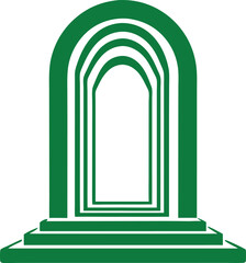 Green archway illustration symbolizing artificial intelligence and technological advancement