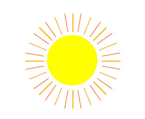 Flat style cartoon design illustration of sun, solar system planet. sunrise, sunset, heat, yellow.